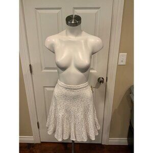 BCBG Max Azria Quinnie White Floral Lace Flounce A-Line Skirt, Size 6